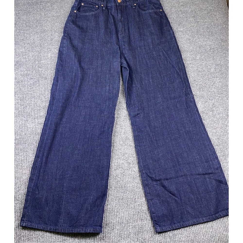Worthington Wide Leg Jeans Womens 14 Blue Resinated Rinse Mid Rise NWT Casual